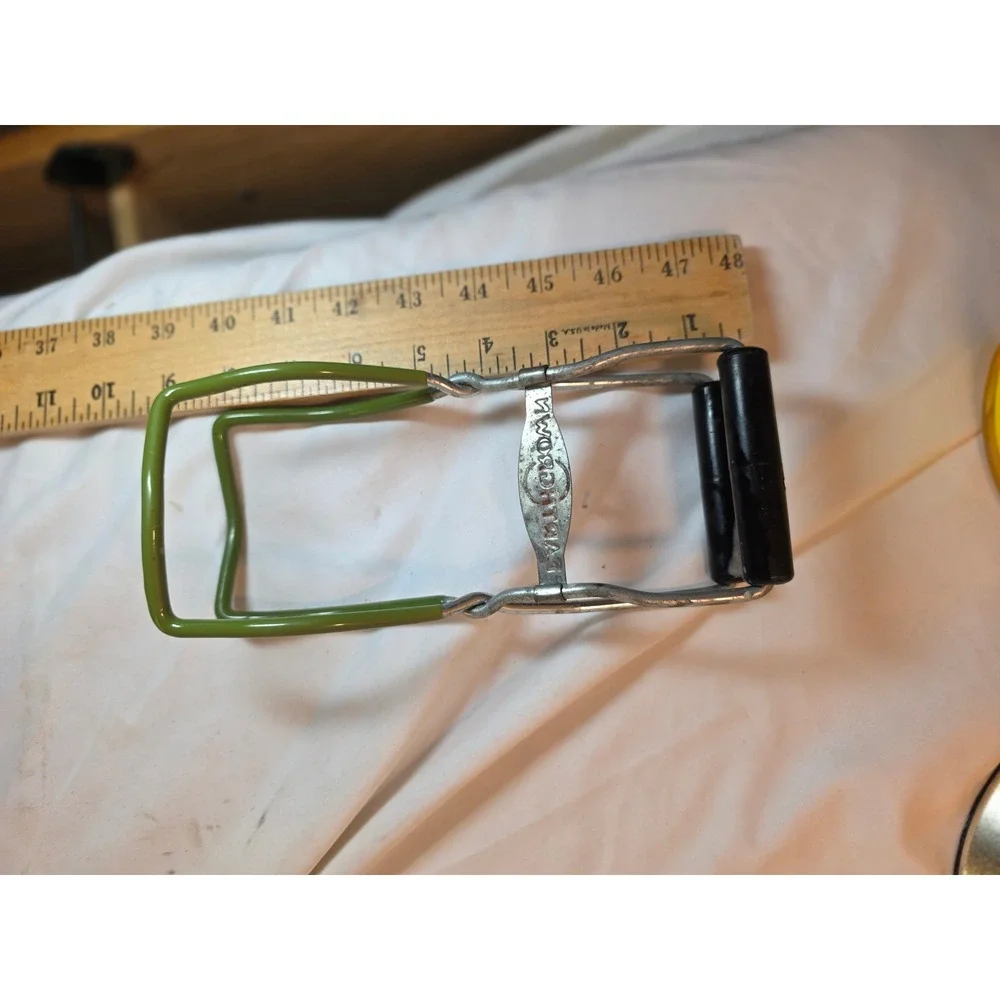 Vintage Earthgrown Jar Lifter Canning Tool Green Vinyl Grips Chrome Farmhouse